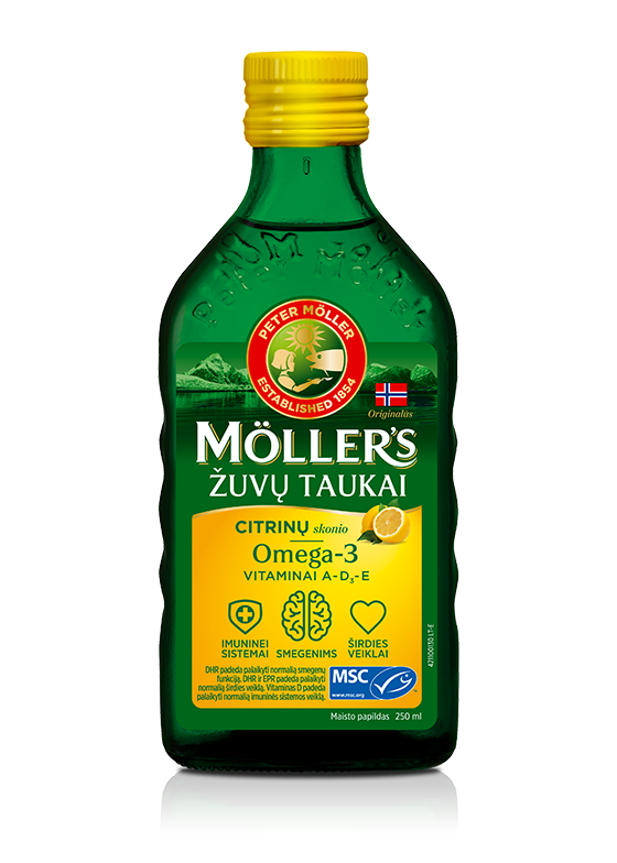 Möller’s skysti žuvų taukai citrinų skonio